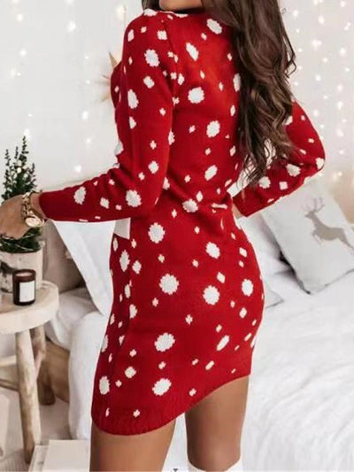 Women's Dresses Casual Christmas Print Long Sleeve Dress - Mini Dresses - Instastyled | Online Fashion Free Shipping Clothing, Dresses, Tops, Shoes - 03/11/2022 - Casual Dresses - Color_Black