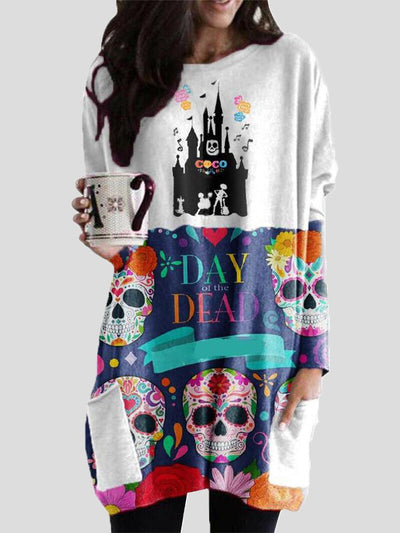 Women's Dresses Printed Pocket Long Sleeve Casual Dress - Mini Dresses - Instastyled | Online Fashion Free Shipping Clothing, Dresses, Tops, Shoes - 17/09/2022 - 30-40 - casual-dresses