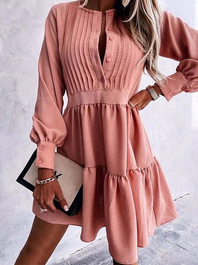 Women's Dresses Solid Lantern Sleeve Layered Cake Dress - Mini Dresses - Instastyled | Online Fashion Free Shipping Clothing, Dresses, Tops, Shoes - 06/09/2022 - Casual Dresses - Color_Black