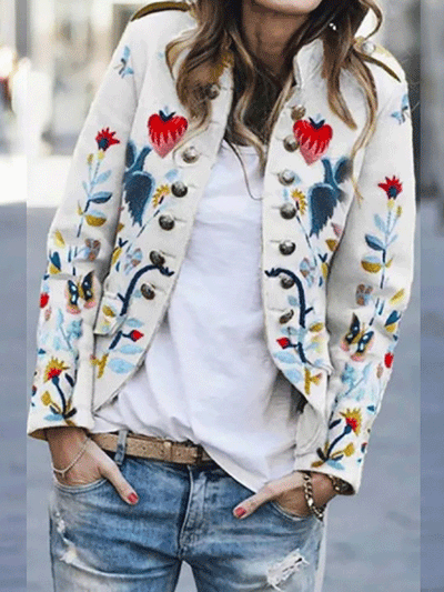 Women's Jackets Lapel Printed Long Sleeve Slim Casual Jacket - Coats & Jackets - INS | Online Fashion Free Shipping Clothing, Dresses, Tops, Shoes - 23/10/2021 - 30-40 - Coats & Jackets