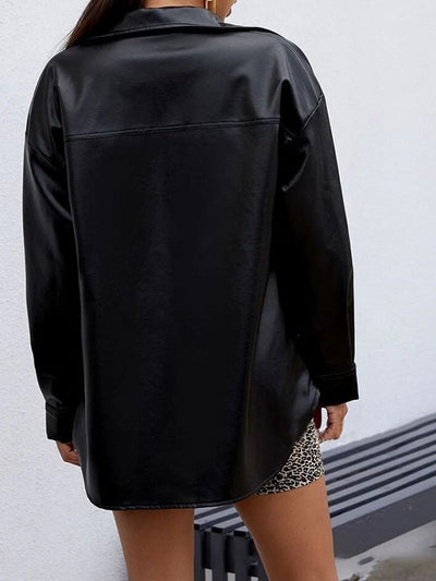 Women's Jackets Single Breasted Long Sleeve Leather Jackets - Jackets - Instastyled | Online Fashion Free Shipping Clothing, Dresses, Tops, Shoes - 24/09/2022 - coats-jackets - color-black
