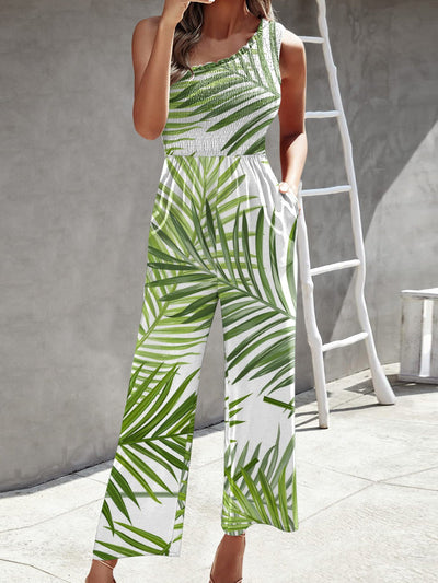 Women's Jumpsuits Printed One Shoulder Wide Leg Jumpsuit - Jumpsuits - Instastyled | Online Fashion Free Shipping Clothing, Dresses, Tops, Shoes - 20/05/2022 - 30-40 - Bottoms