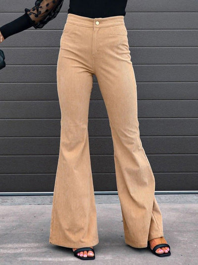 Women's Pants Solid High Waist Micro Flared Casual Pants - Pants - Instastyled | Online Fashion Free Shipping Clothing, Dresses, Tops, Shoes - 17/09/2022 - 30-40 - bottoms