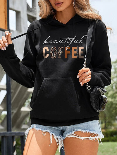 Women’s Tops Hooded Long Sleeve Printed Sweatshirt Hoodie - Hoodies - Instastyled | Online Fashion Free Shipping Clothing, Dresses, Tops, Shoes - 24/11/2022 - Color_Black - Color_Khaki